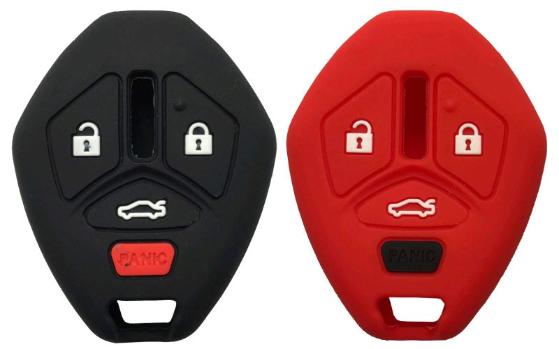 Grakest Silicone Protector Key Fob Cover Case fit for Mitsubishi Eclipse Lancer Outlander Galant Endeavor Keyless Entry Key Fob Glove (Black Red) - Image 1
